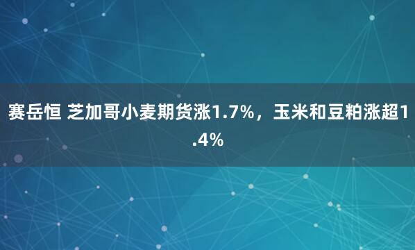赛岳恒 芝加哥小麦期货涨1.7%，玉米和豆粕涨超1.4%